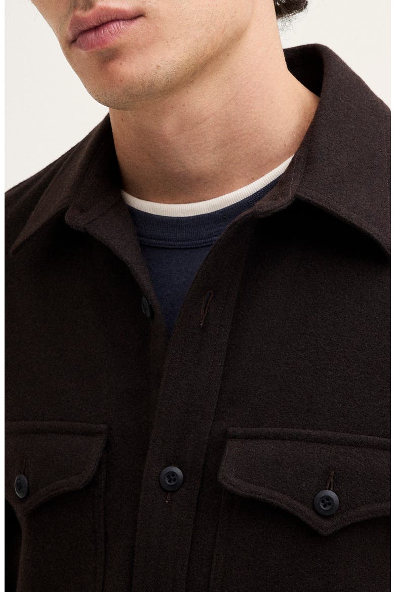 Wool Blend Shirt Jacket, Alternate, color, DARK BROWN