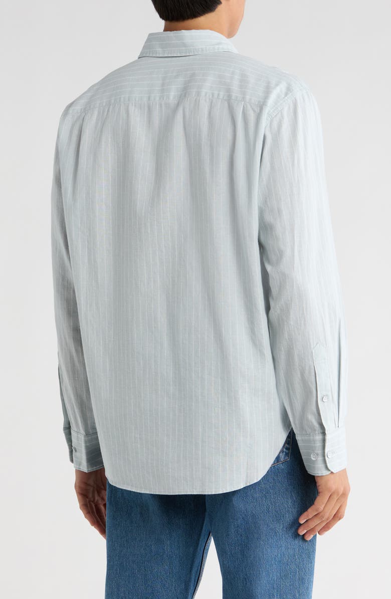 rag & bone Griffin Hemp & Cotton Button-Up Shirt, Alternate, color, Highrise Storm Stripe