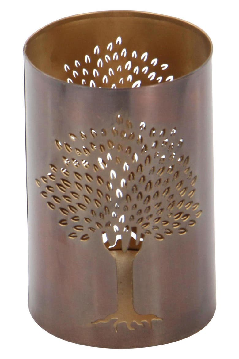 Set of 3 Textured Metal Lantern Candle Holders, Alternate, color, COPPER