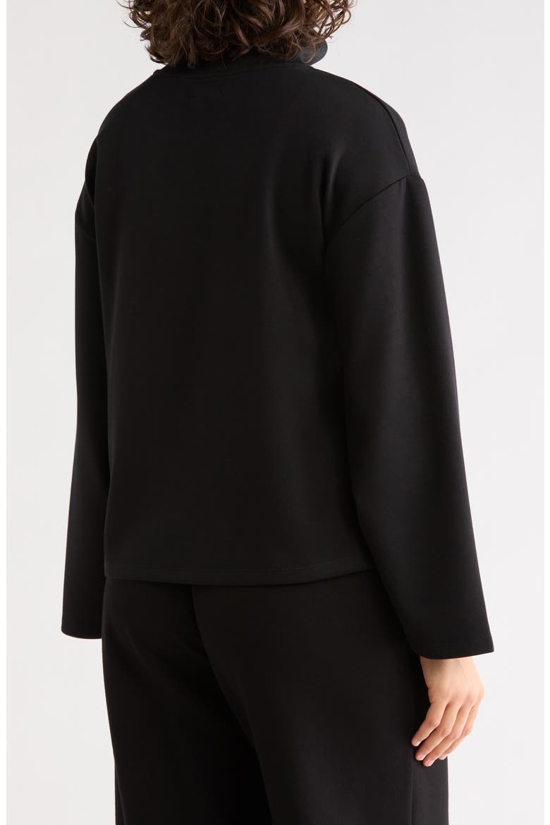 Mock Neck Long Sleeve Scuba Knit Top, Alternate, color, BLACK