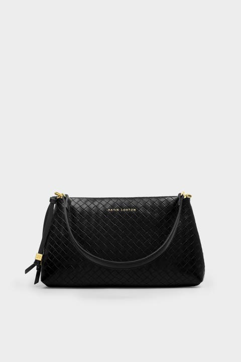 Nova Woven Texture Clutch in Black