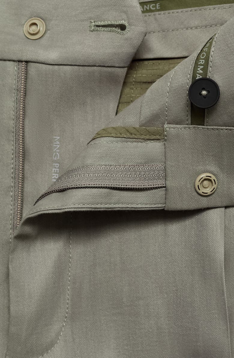 MANGO Pleated Linen Blend Pants, Alternate, color, Olive Green