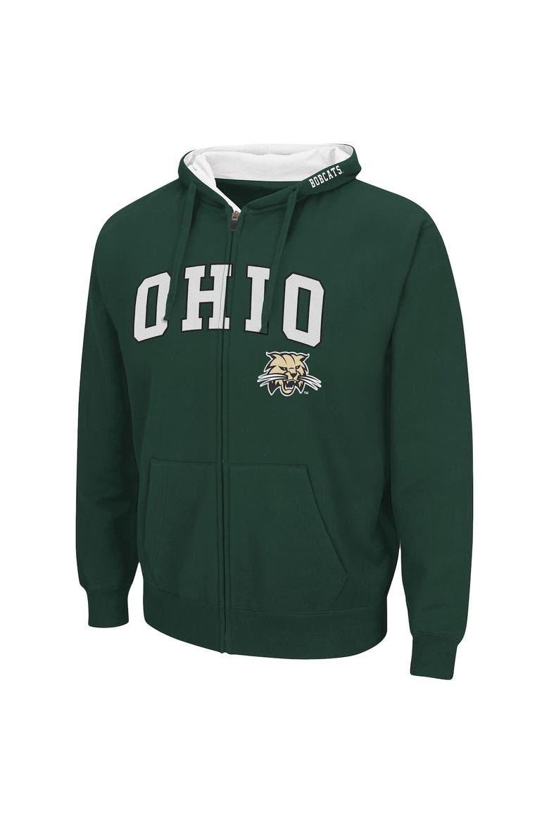 Men's Colosseum Green Ohio Bobcats Arch & Logo 3.0 Full-Zip Hoodie, Alternate, color, Green