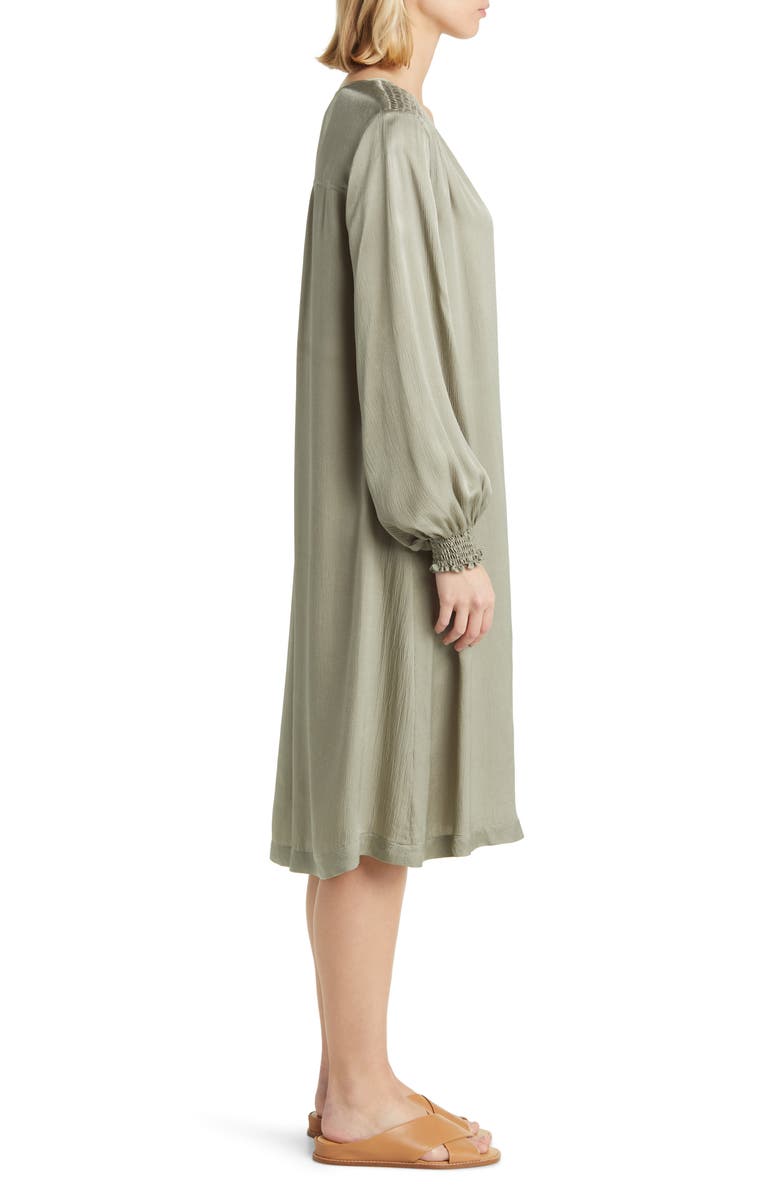 Masai Copenhagen Nadiya Smocked Long Sleeve Satin Shift Dress, Alternate, color,