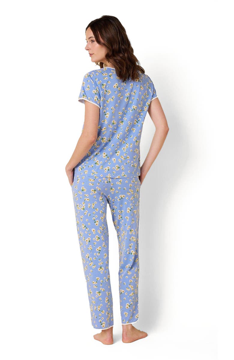 The Cat's Pajamas Pima Knit Short Sleeved Simple Set Floral, Alternate, color, Marguerite