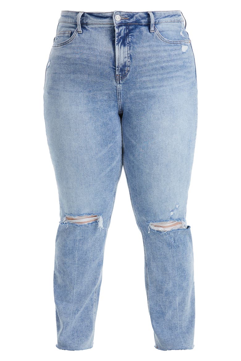 Ally High Waist Distressed Straight Leg Jeans, Alternate, color, LIGHT BLUE
