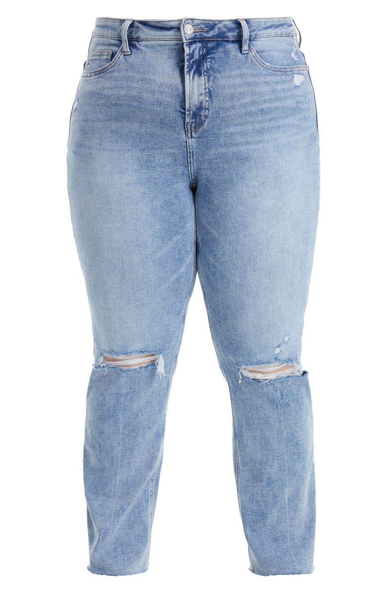 Bayeas Ally High Waist Distressed Straight Leg Jeans, Alternate, color, Light Blue