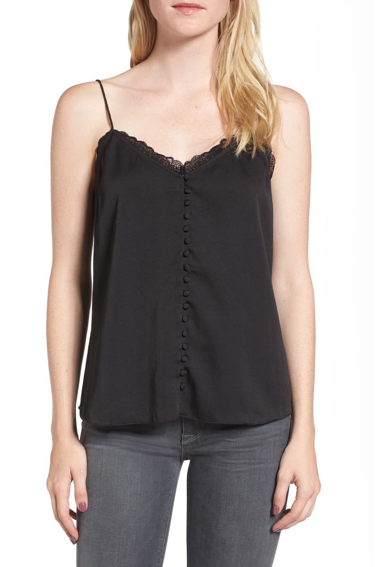 Strappy Satin Camisole, Main, color, BLACK