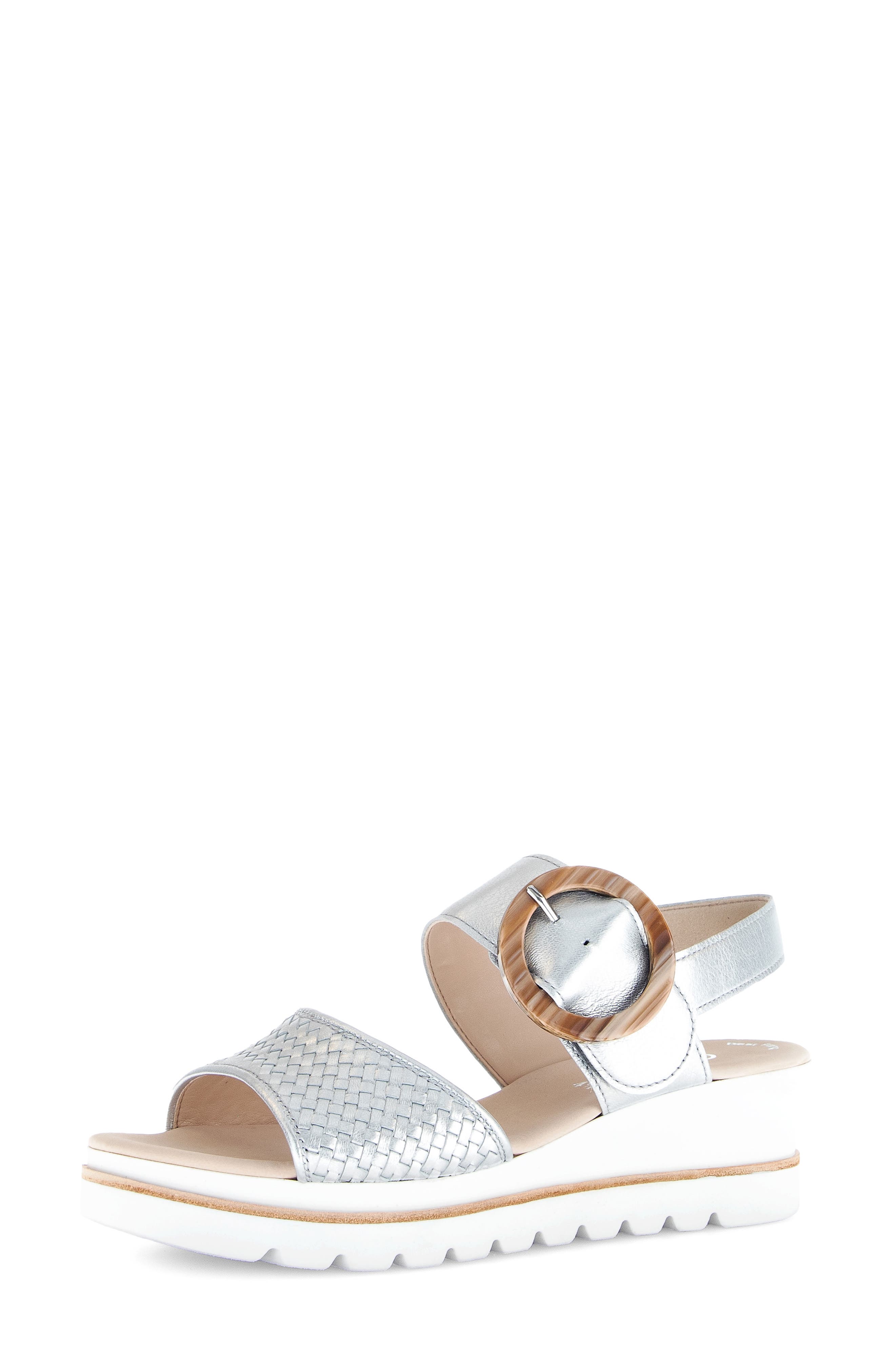 Gabor Lug Sole Quarter Strap Sandal, Main, color, Silver