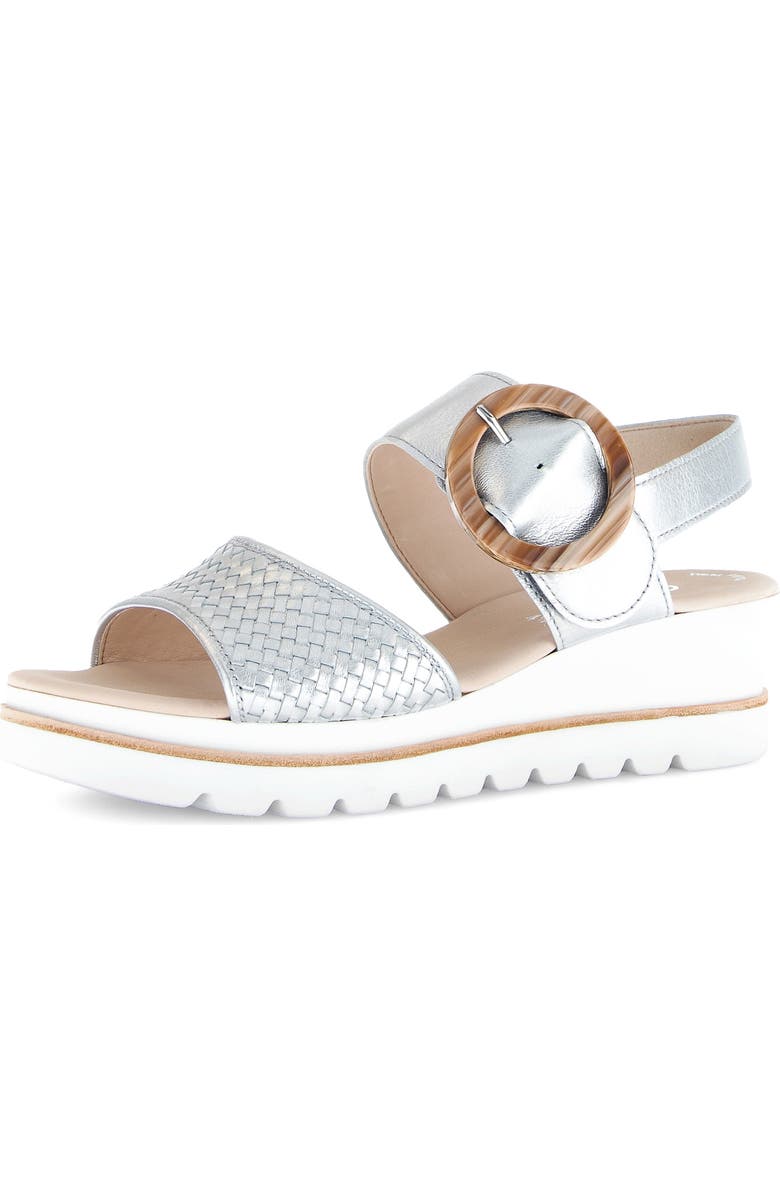 Gabor Lug Sole Quarter Strap Sandal, Main, color, Silver