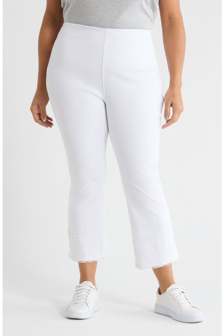Dara High Waist Seamed Fringe Hem Crop Jeans, Main, color, WHITE