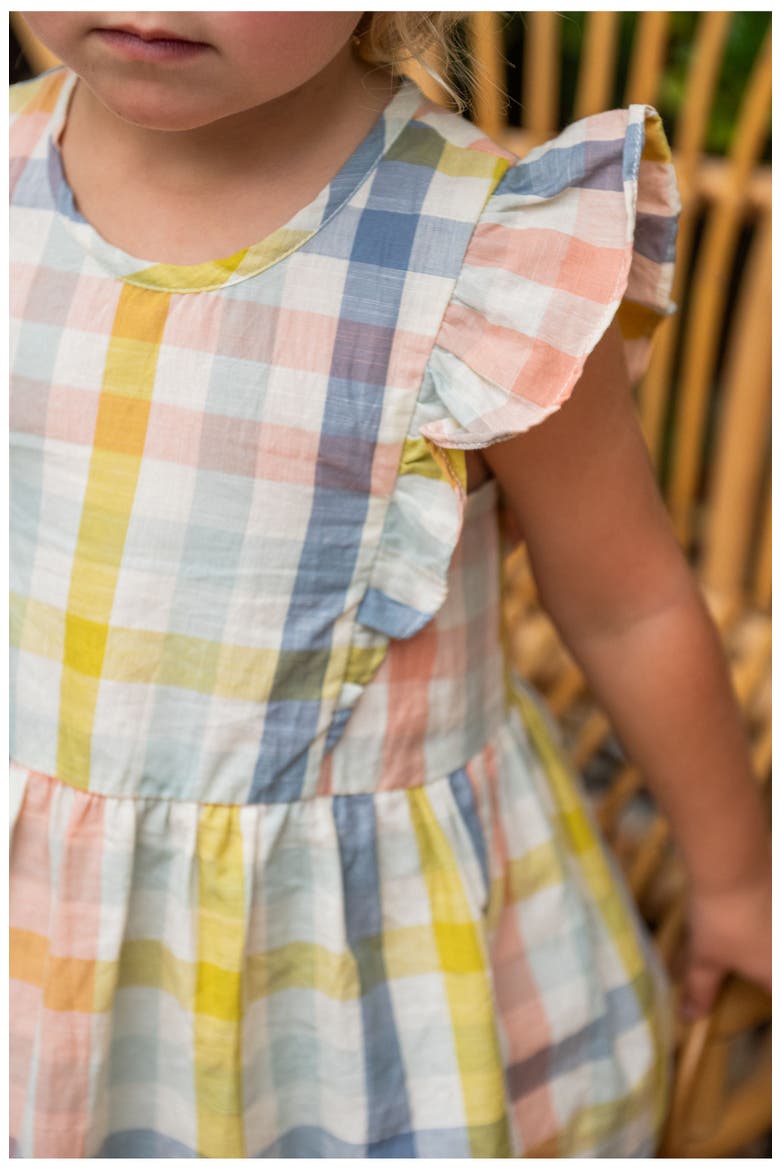 Kids' Checkmate Flutter Sleeve Organic Cotton Dress, Alternate, color, PICNIC
