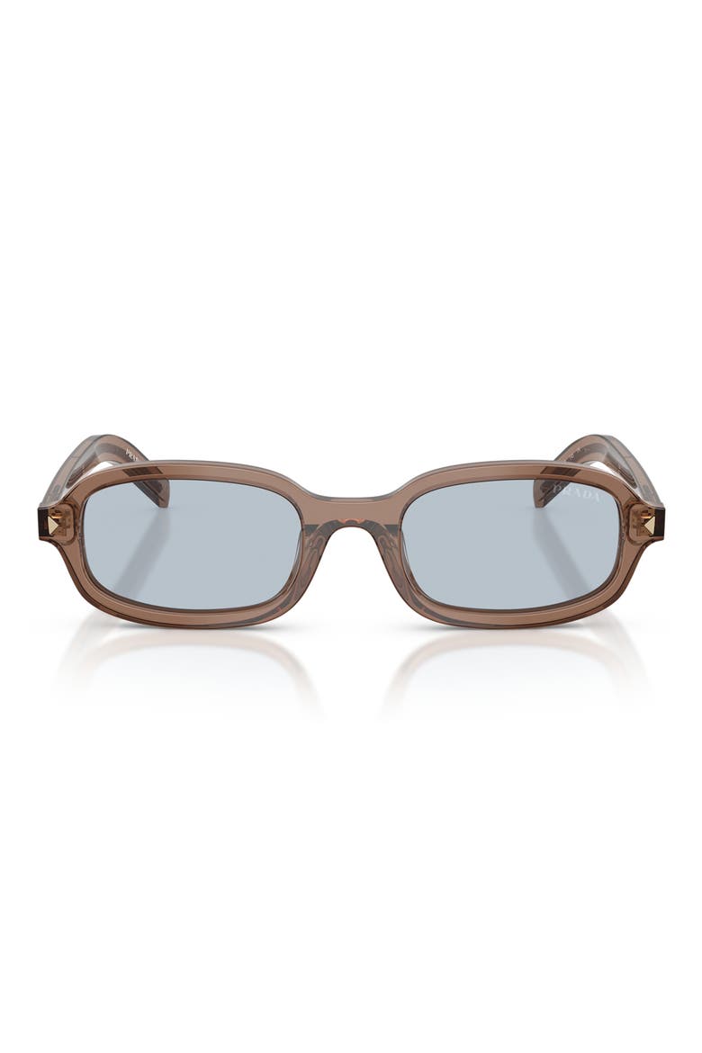 52mm Oval Sunglasses, Main, color, TRANSPARENT CLAY / BLUE/ GREY