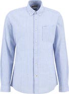 Barbour Nelson Tailored Fit Stripe Linen & Cotton Button-Down Shirt
