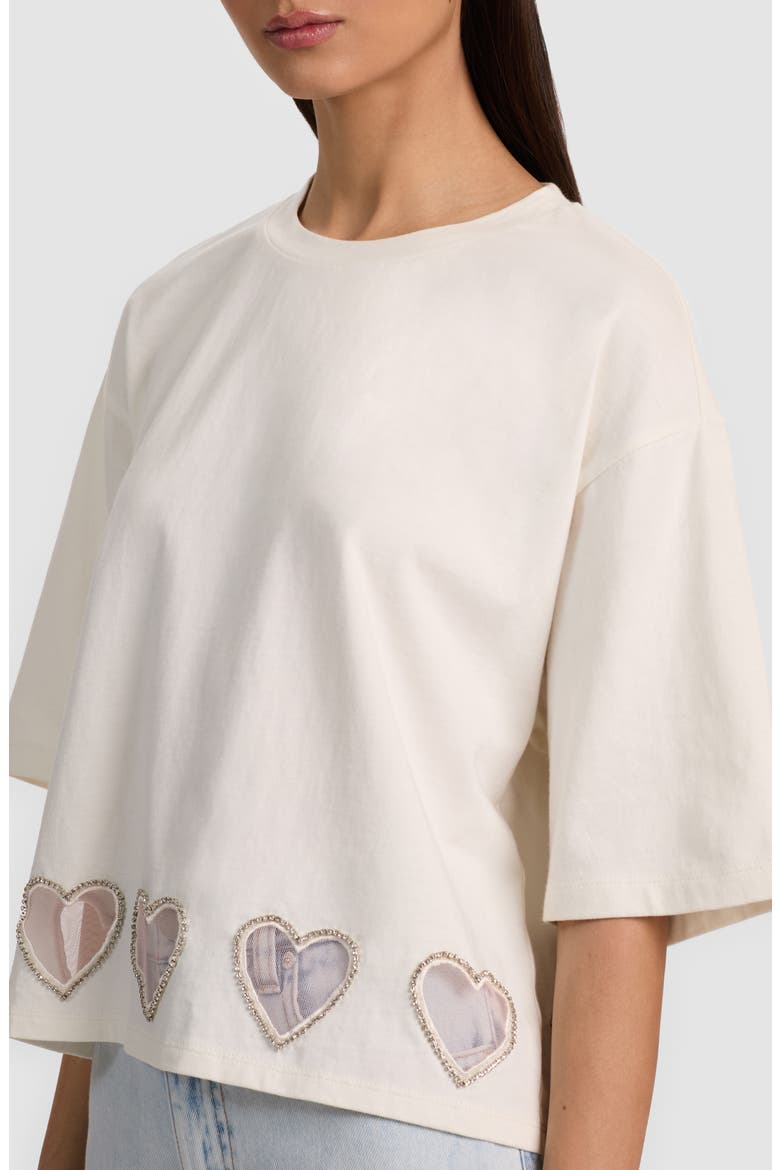 Evan Heart Cutout Oversized Crop Top, Alternate, color, OFF WHITE
