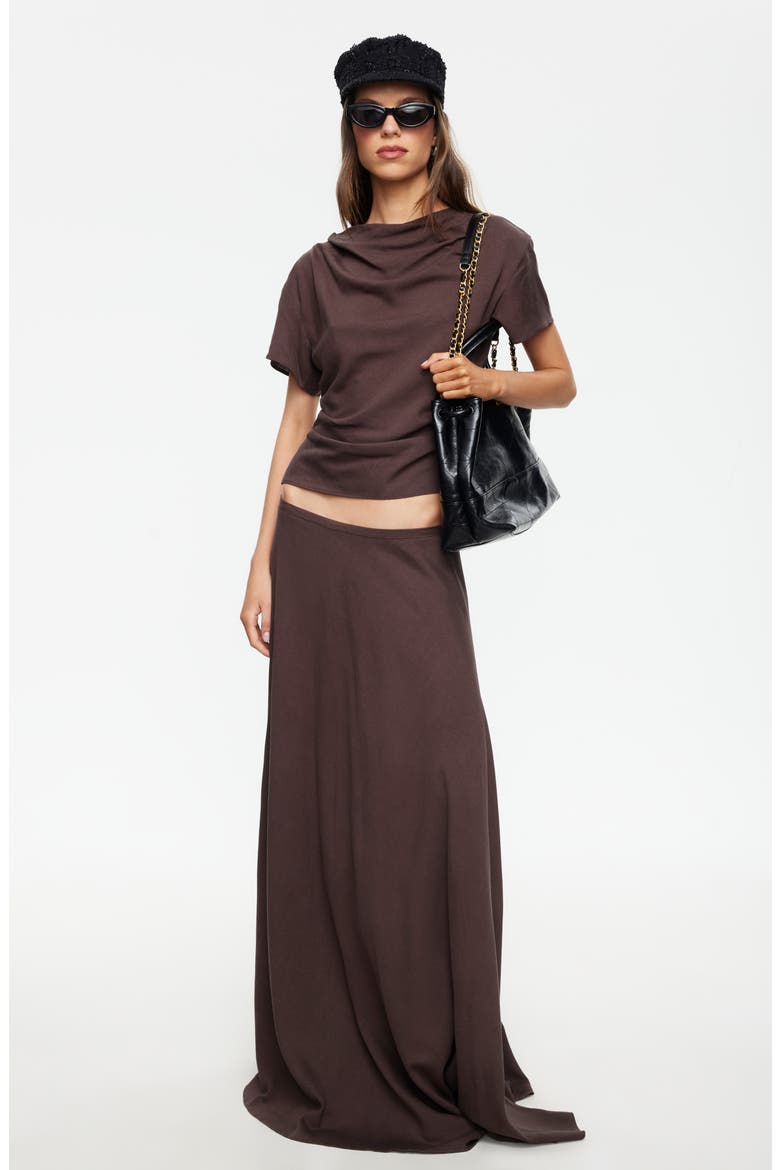 Halcycon Linen Blend Maxi Skirt, Alternate, color, BROWN