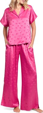 Midnight Bakery Valentine's Day Print Satin Long Pajamas