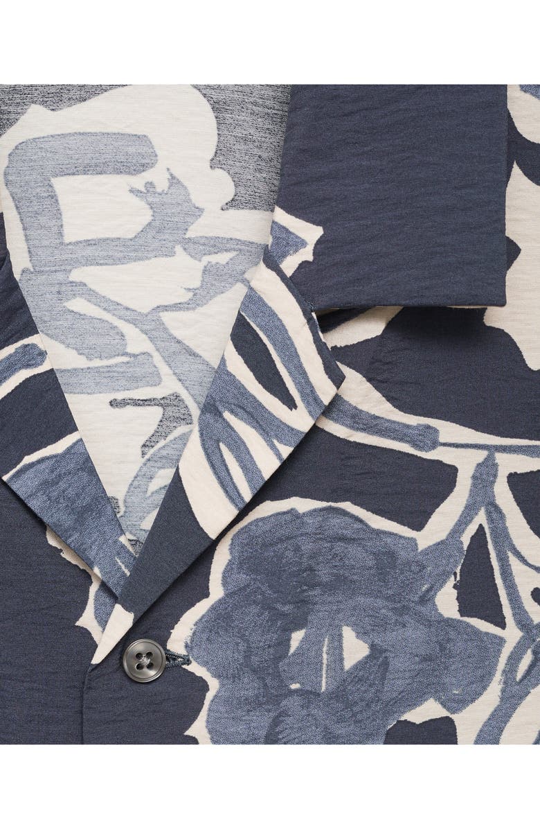 MANGO Wrinkled Effect Floral Camp Shirt, Alternate, color, Navy