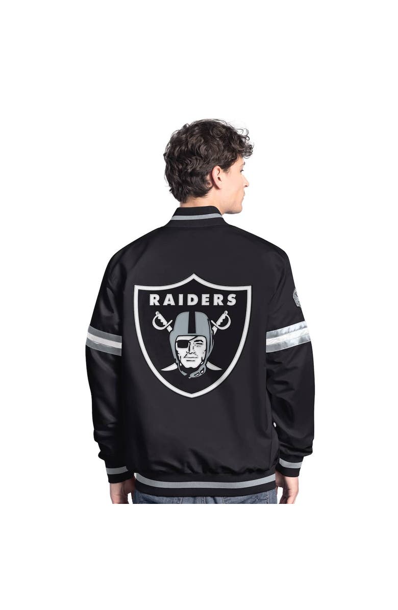 STARTER Men's Starter Black Las Vegas Raiders Scout Full-Snap Varsity Jacket, Alternate, color, Black