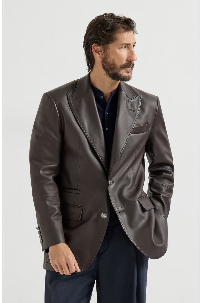 Calfskin blazer, Main, color, Chocolate