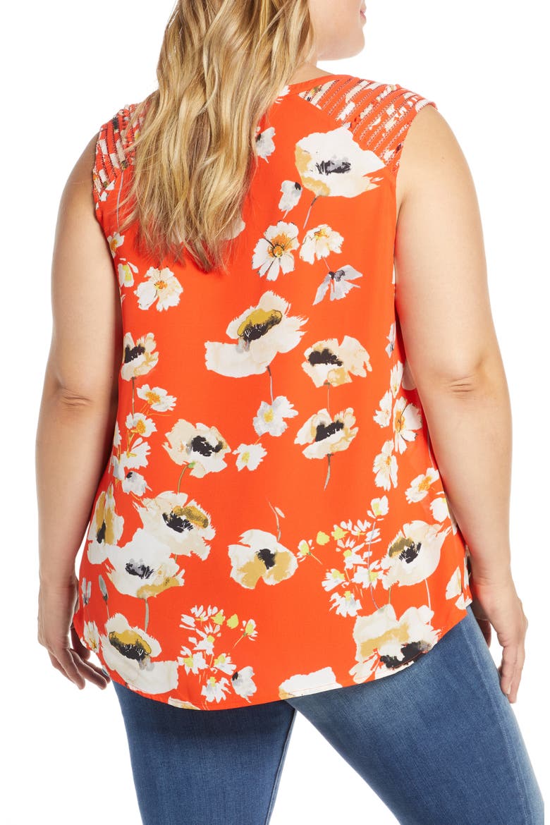 Daniel Rainn Lace Shoulder Tank Top, Alternate, color, NECTARINE