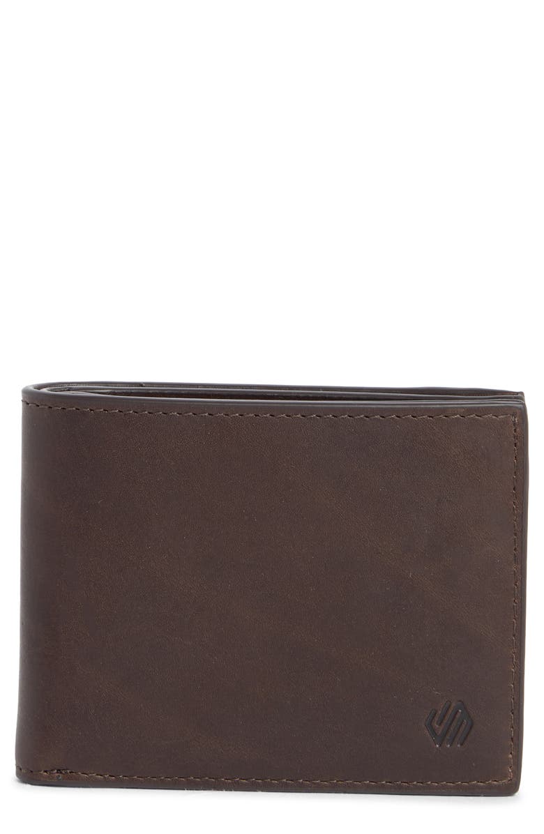 Johnston & Murphy Waxy Leather Billfold Wallet, Main, color, Brown
