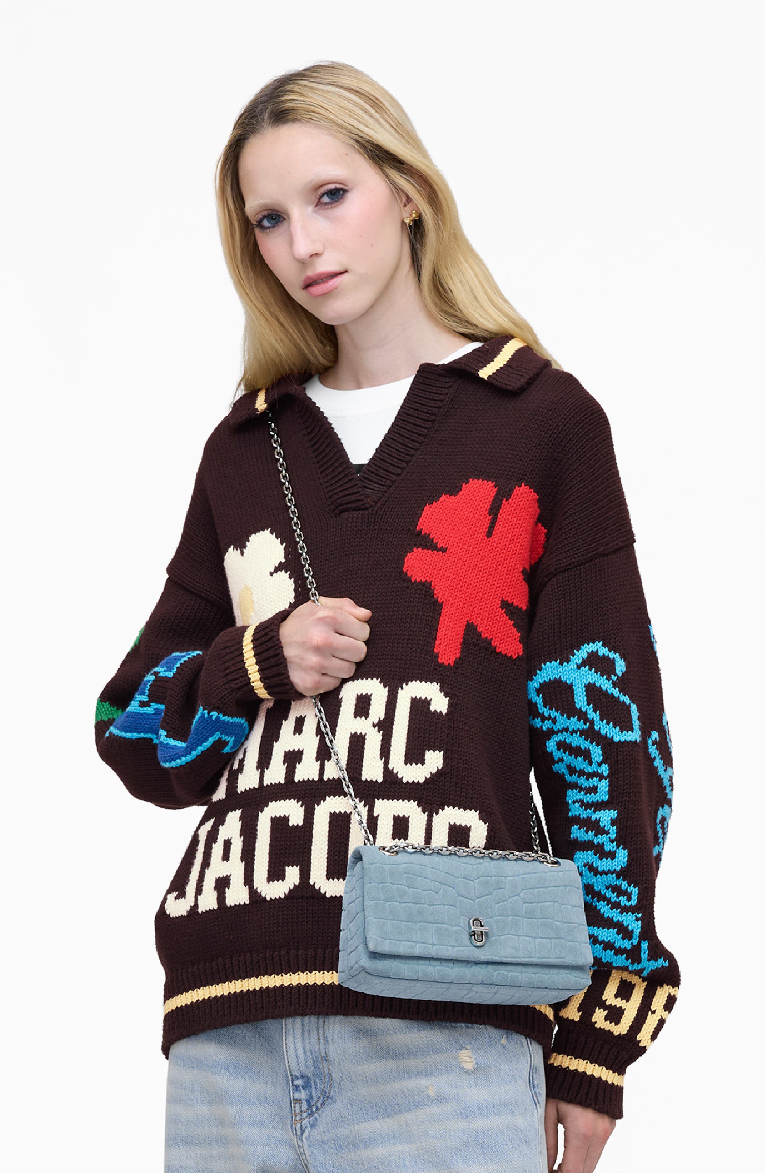 The Suede Croc Embossed Dual Convertible Shoulder Bag, Alternate, color, BLUE MIST