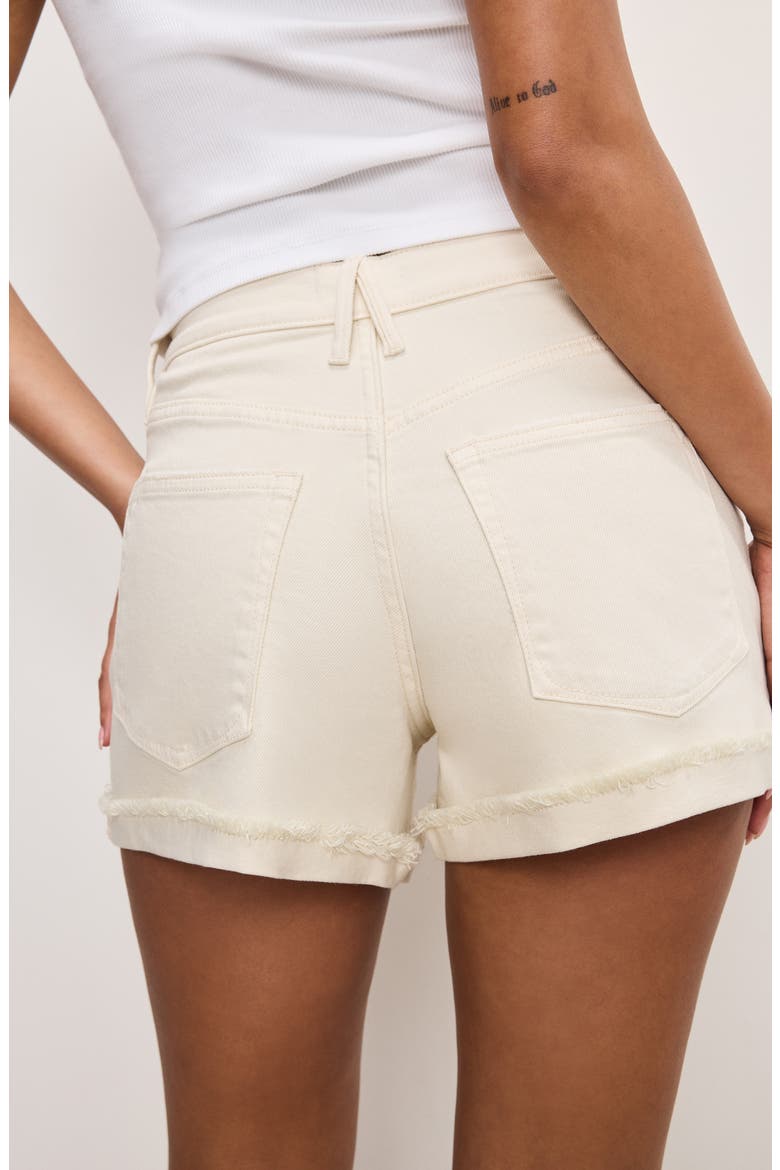 Good '90s Frayed Cuffed Denim Shorts, Alternate, color, ECRU
