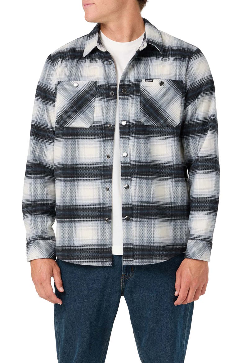 Glacier Plaid Snap-Up Overshirt, Main, color, TOFU