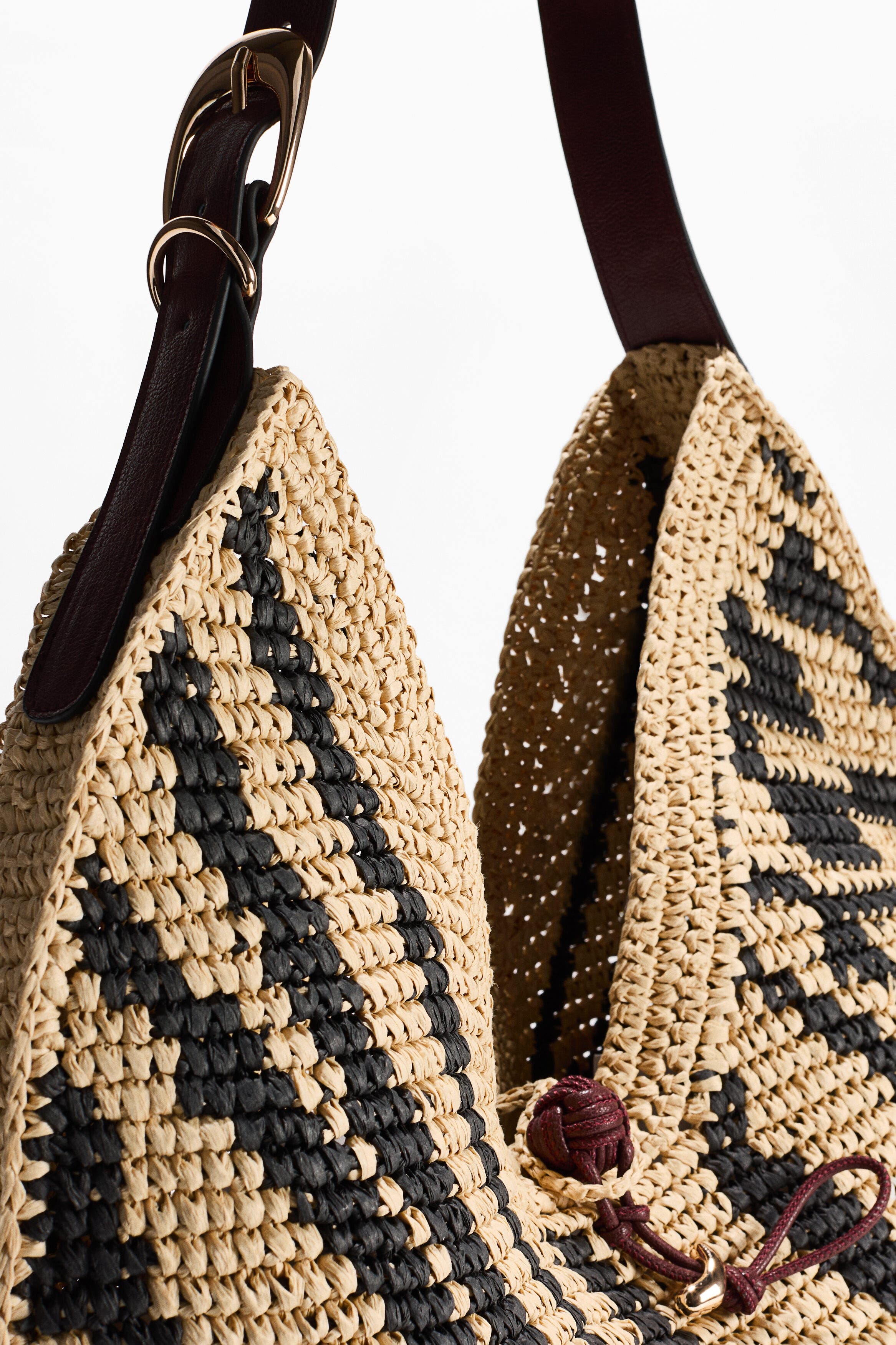 Straw Shoulder Bag, Alternate, color, Beige/zebra print