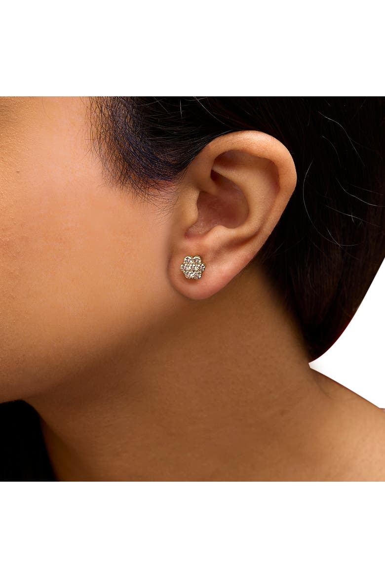 14K Yellow Gold 1.0 Ct Diamond Floral Stud Earrings, Alternate, color, Yellow