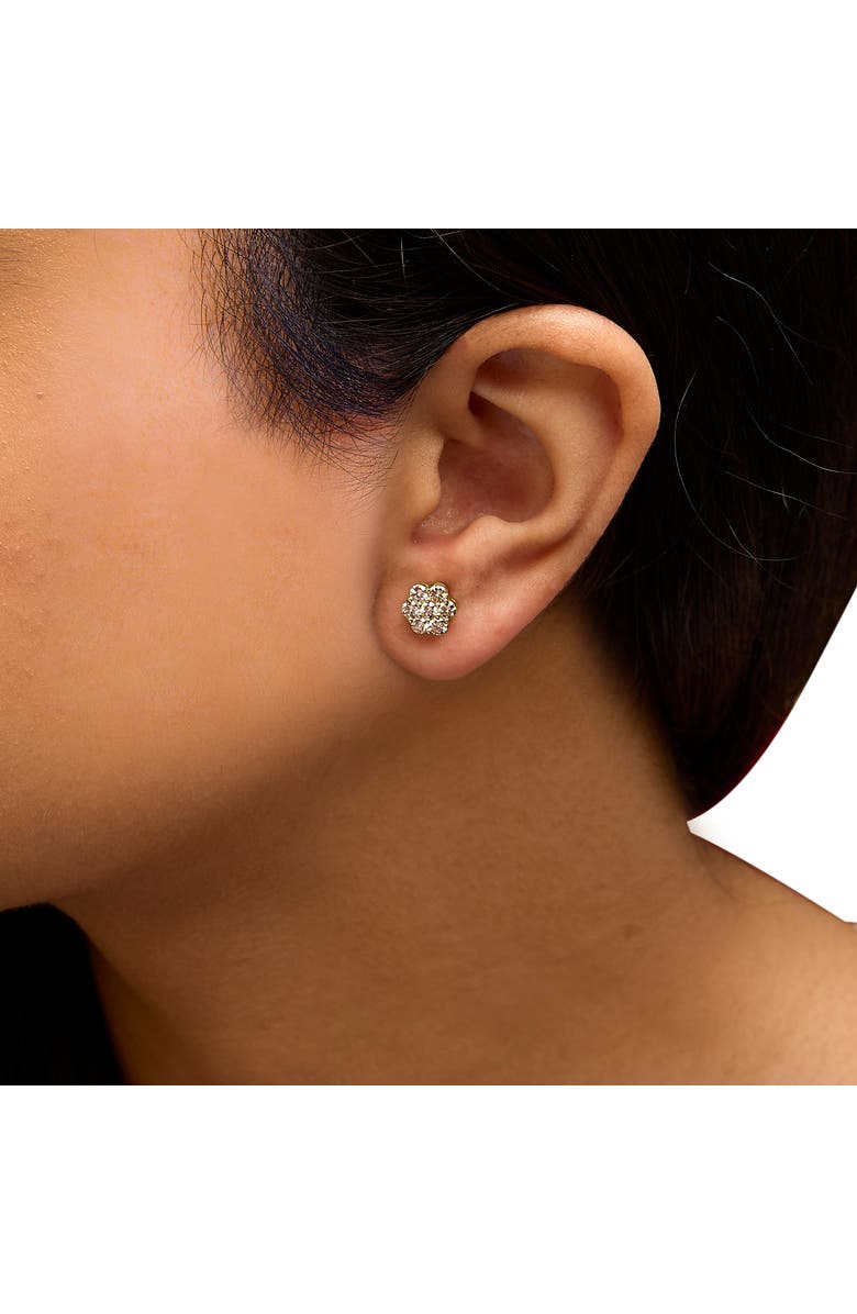 Haus of Brilliance 14K Yellow Gold 1.0 Ct Diamond Floral Stud Earrings, Alternate, color, Yellow