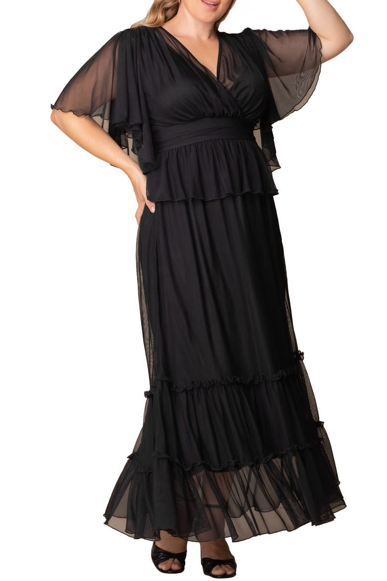 Graceful Tiered Gown, Alternate, color, ONYX
