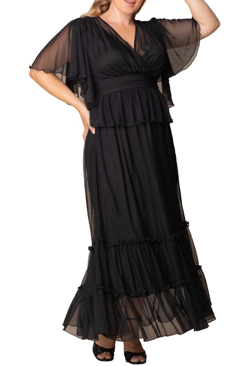 Kiyonna Graceful Tiered Gown, Alternate, color, Onyx