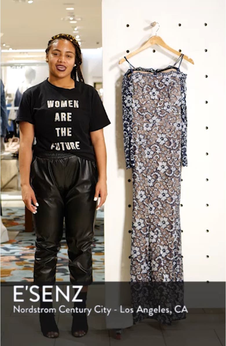 Xscape Off the Shoulder Lace Evening Dress, sales video thumbnail