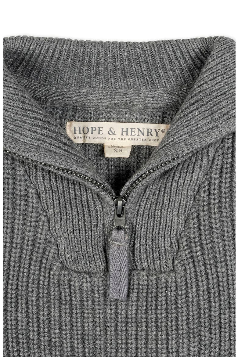 Kids' Organic Rib Knit Half Zip Pullover Sweater, Alternate, color, Dark Gray Heather