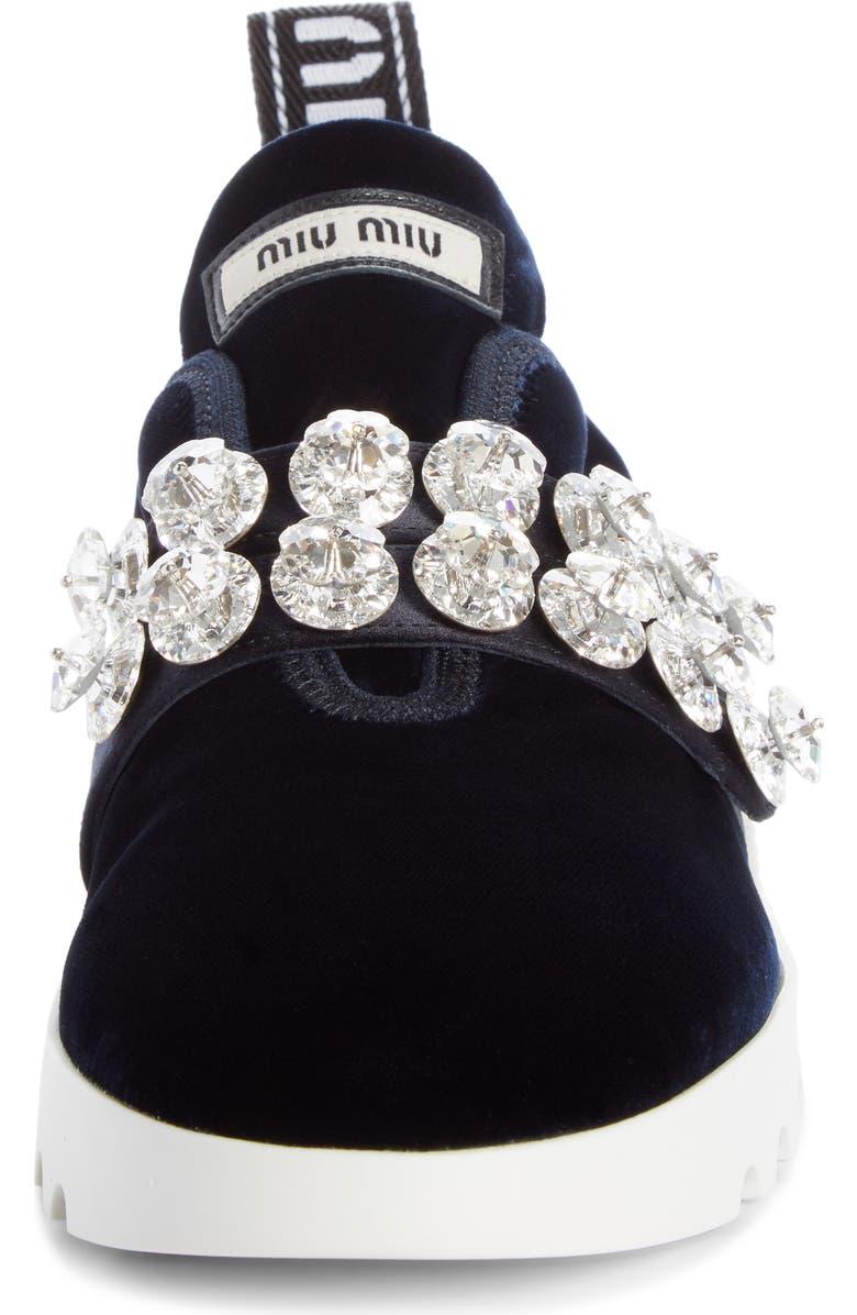 Miu Miu Jewel Strap Slip-On Sneaker, Alternate, color,