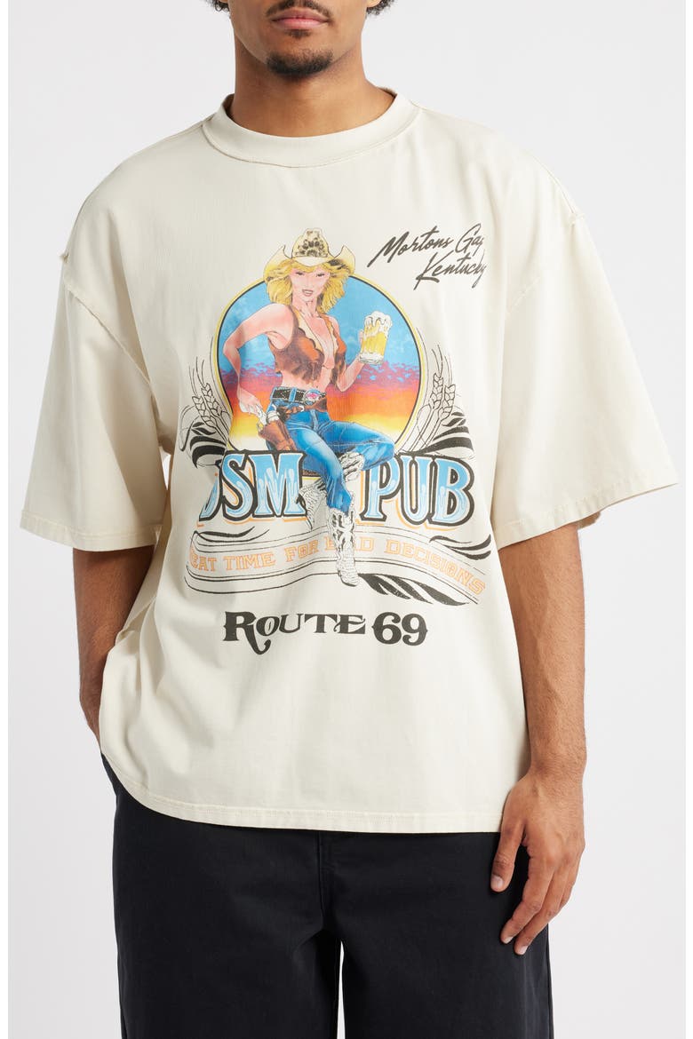 Pub Graphic T-Shirt, Main, color, ANTIQUE WHITE