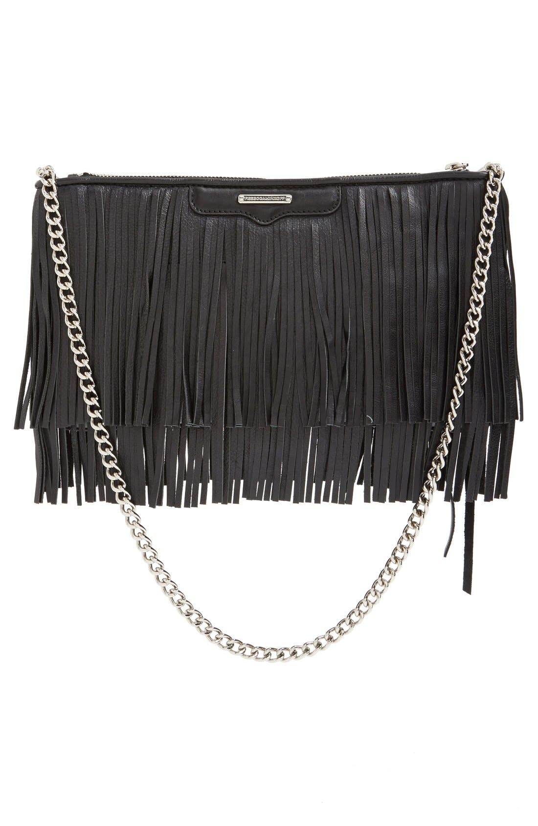 'Large Finn' Clutch, Alternate, color, BLACK/ SILVER