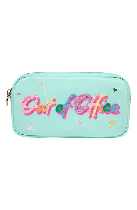 Small Out of Office Embroidered Nylon Pouch