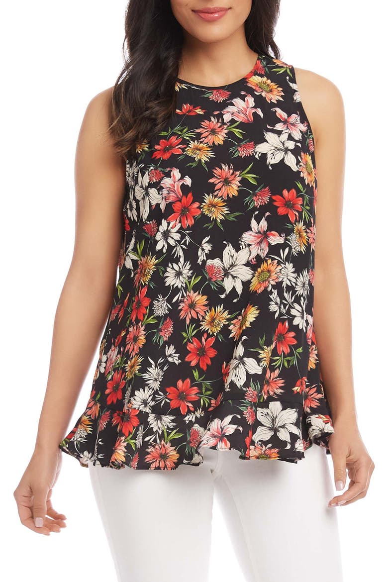 Floral Ruffle Hem Tank, Main, color, FLORAL