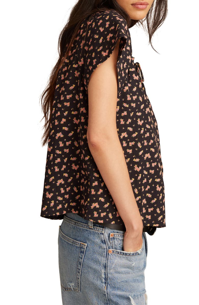 Lucky Brand Floral Short Sleeve Cotton Peasant Top, Alternate, color,
