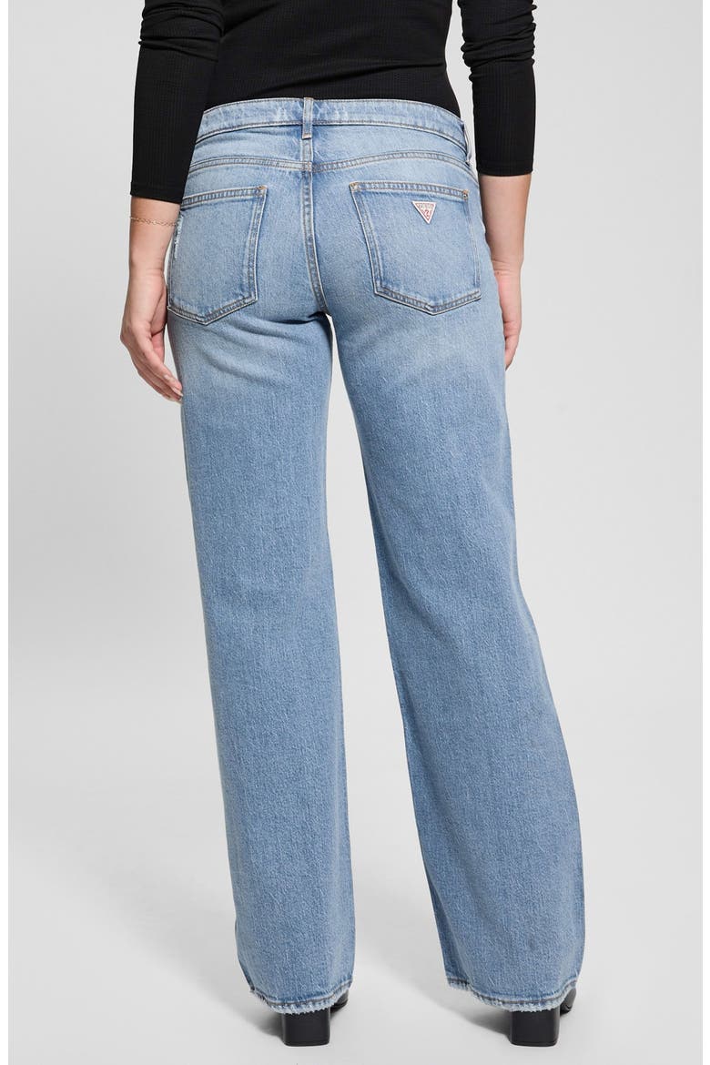 Low Rise Distressed Slouchy Straight Leg Jeans, Alternate, color, BLUE