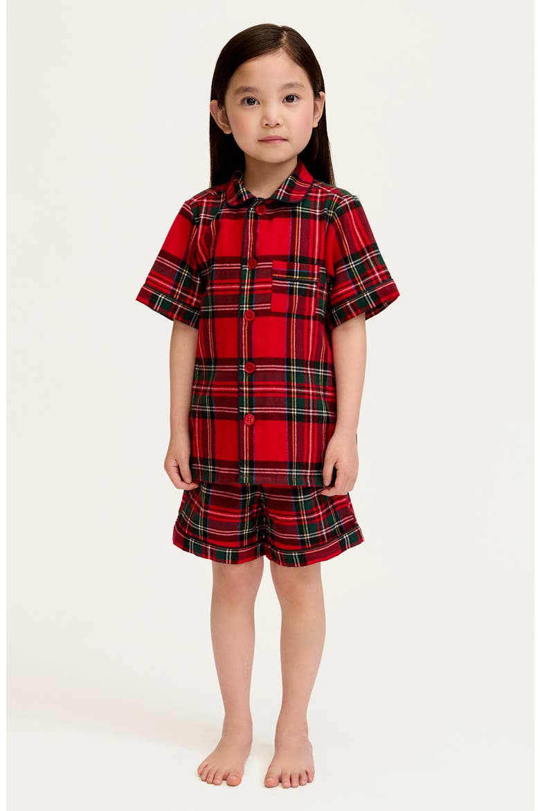 Kids' Tartan Two-Piece Short Pajamas, Alternate, color, RED