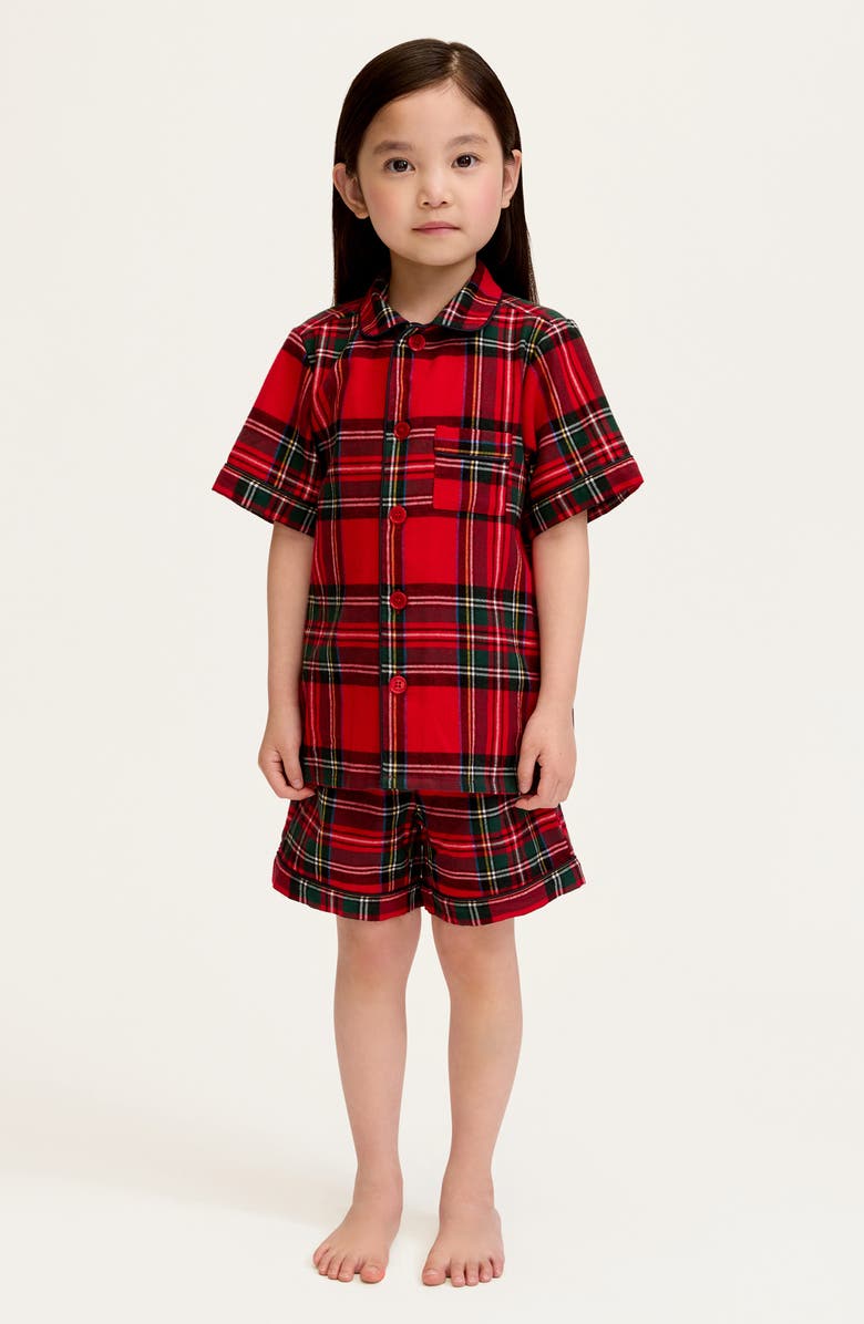 Petite Plume Kids' Tartan Two-Piece Short Pajamas, Alternate, color, Red