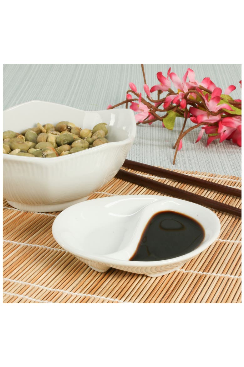 Set of 6 Ying Yang Bowls, Alternate, color, WHITE