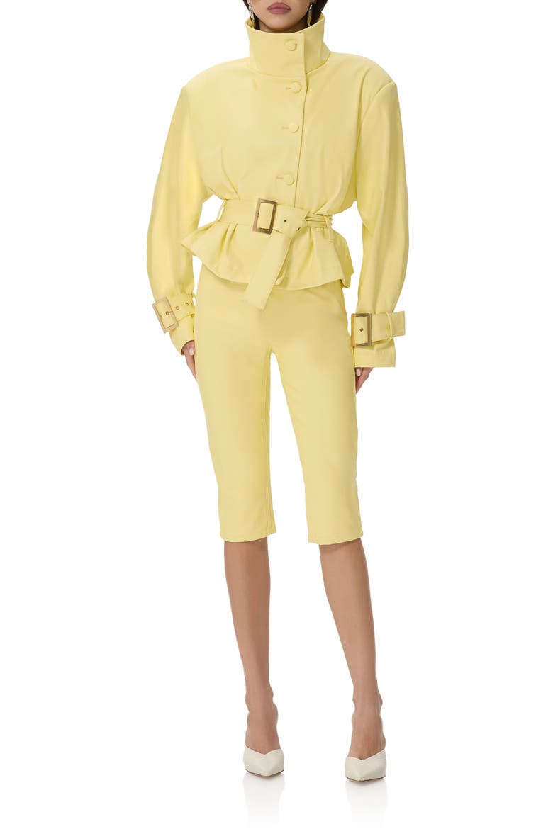 Calla Faux Leather Capri Pants, Alternate, color, LEMON MERINGUE