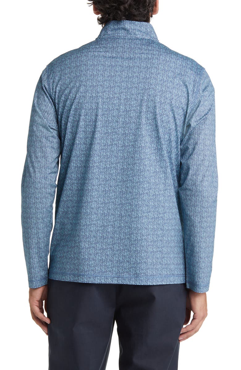 Bugatchi OoohCotton<sup>®</sup> Print Quarter Zip Pullover, Alternate, color, Peacock