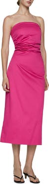 MANGO Draped Strapless Dress