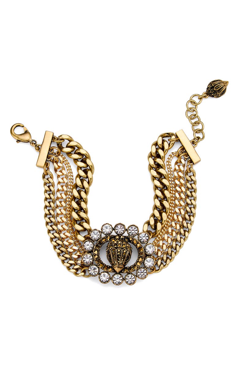 Kurt Geiger London Crystal Eagle Layered Chain Bracelet, Main, color, 